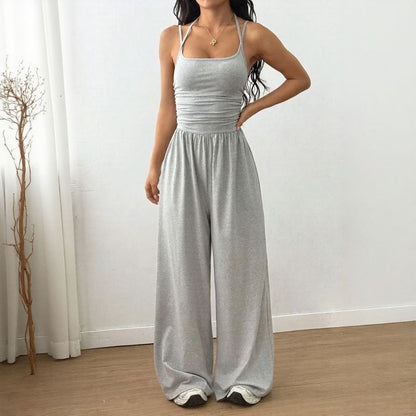 Bela™ Langer Jumpsuit mit weitem Bein, Doppelträgern und offenem Rücken