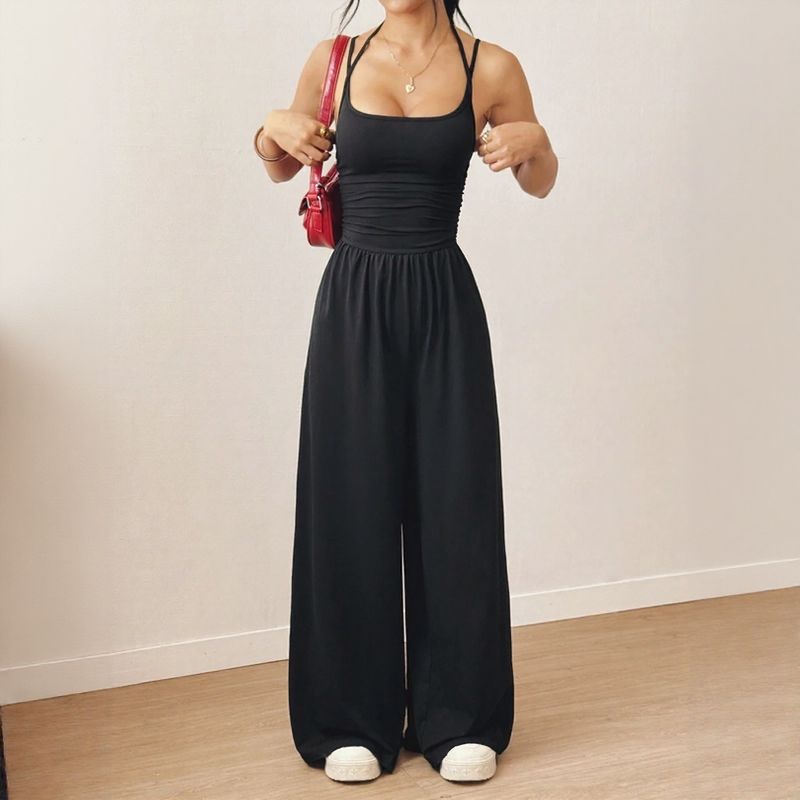 Bela™ Langer Jumpsuit mit weitem Bein, Doppelträgern und offenem Rücken