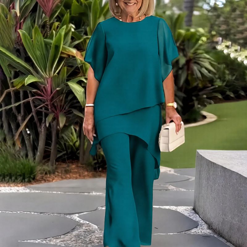 Giorgia™ Set – Bluse mit Lagen-Überwurf und minimalistischer Hose