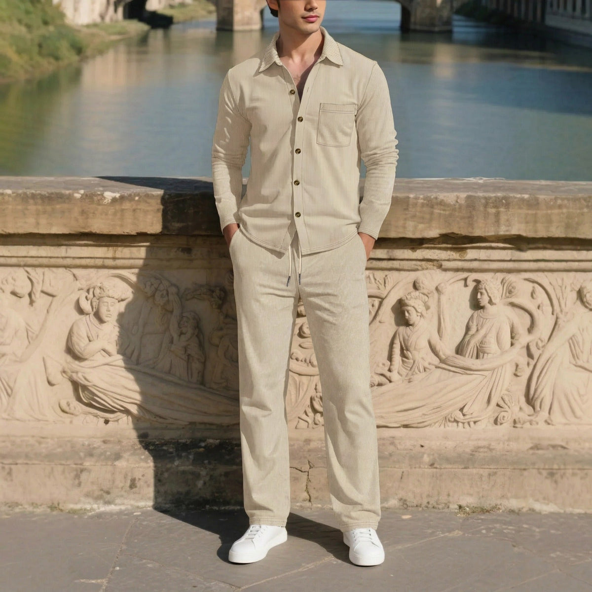 Monte Carlo™ Set mit leichter Textur und Hose mit verstellbarem elastischem Bund