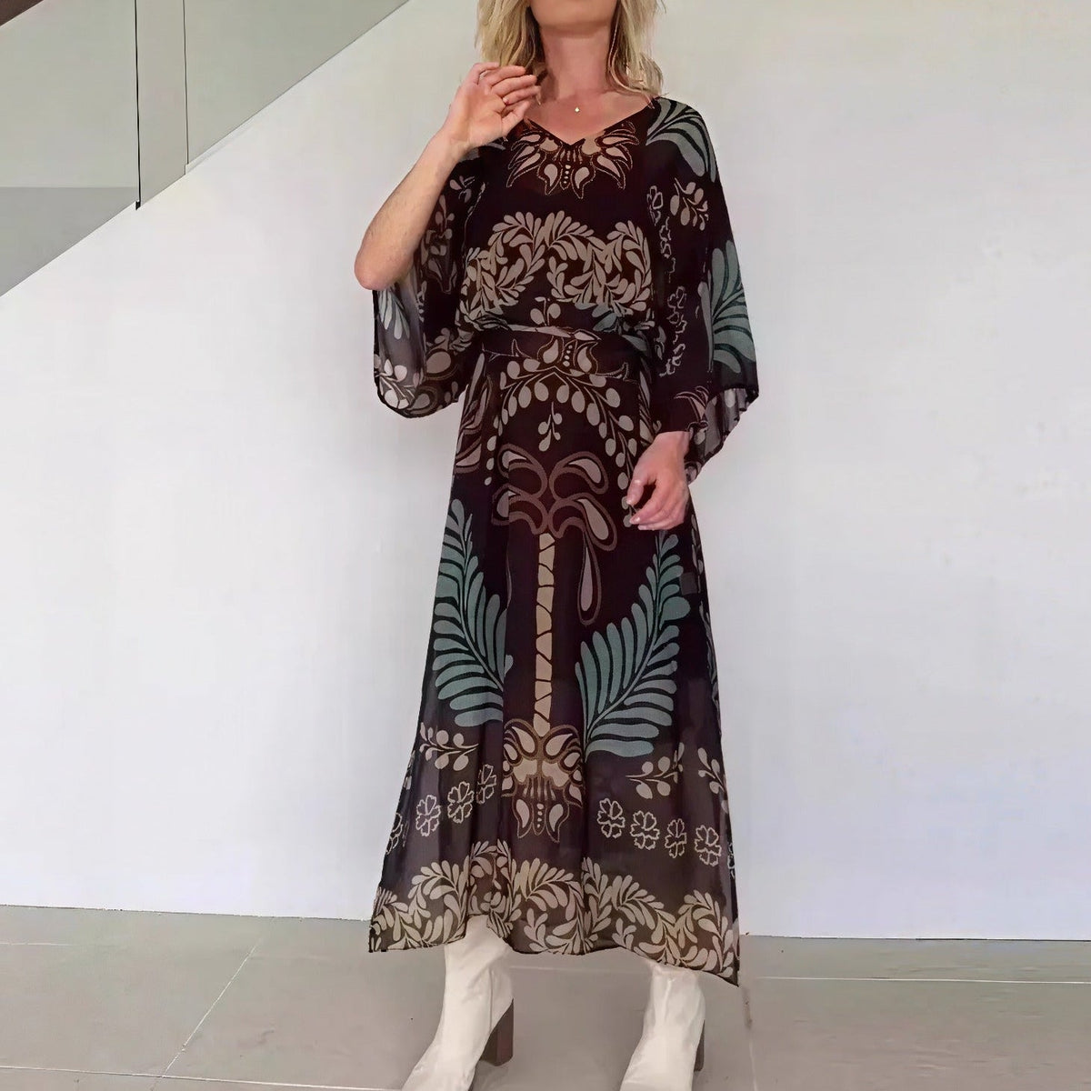 Orlena™- Kaftan Kleid mit kunstvollem Muster und Verstellbarem Taillenband