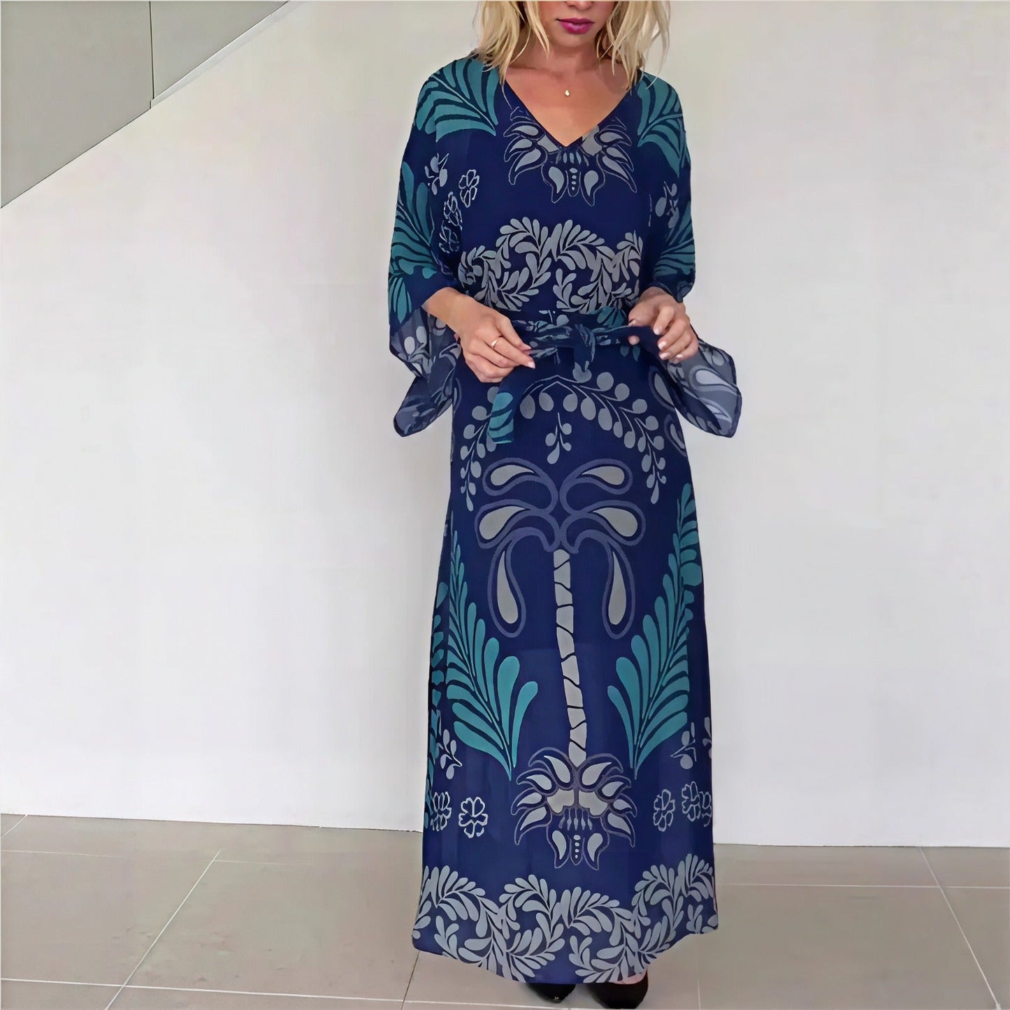 Orlena™- Kaftan Kleid mit kunstvollem Muster und Verstellbarem Taillenband