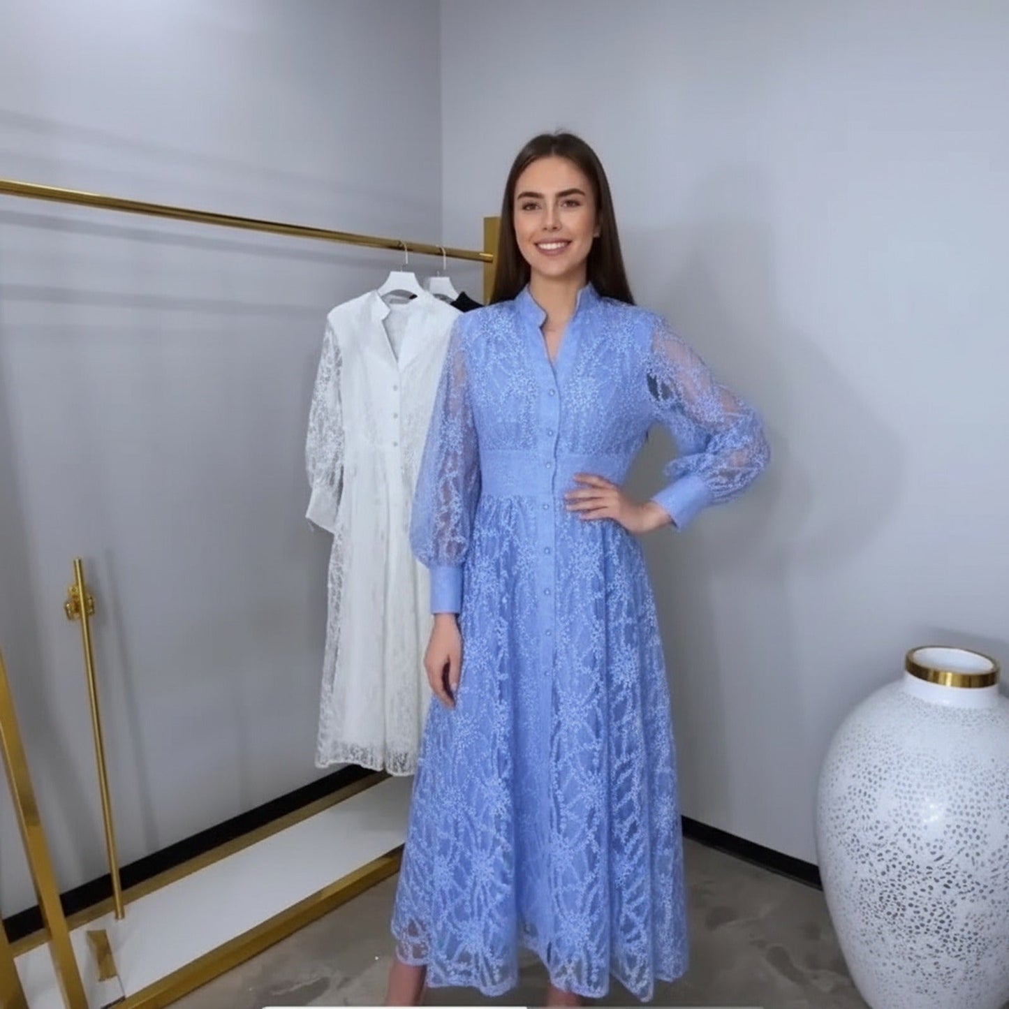 Imperial™ Spitzenkleid mit Puffärmeln