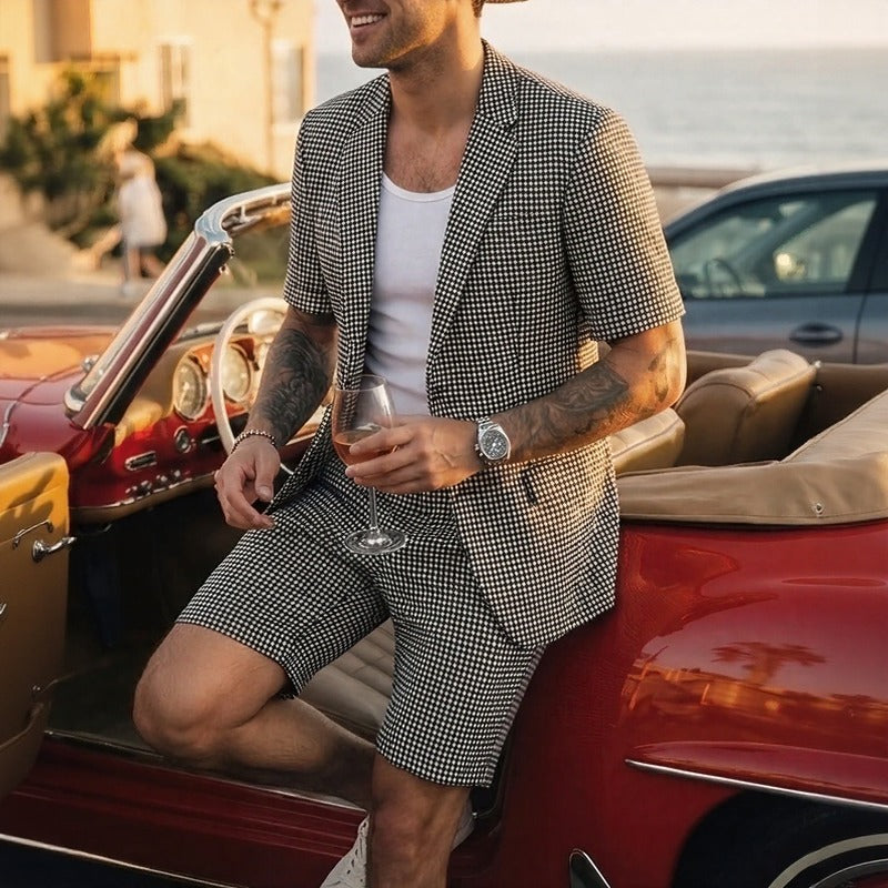 Montreux™-Set im Maßschneider-Stil mit Kurzärmeligem Blazer und Klassischen Karierten Shorts