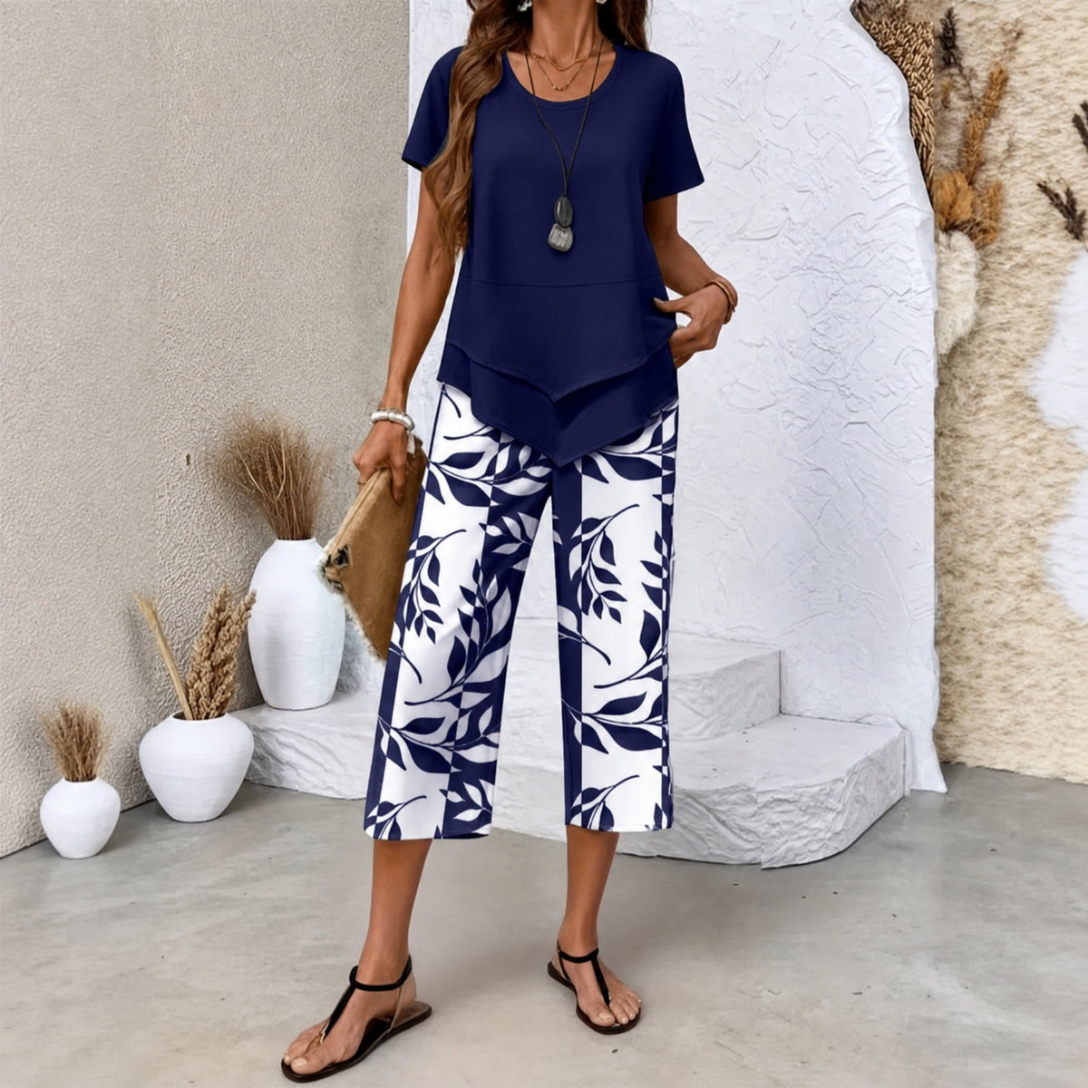 Nativ™ Set mit Lagenbluse und gemusterter Capri Hose