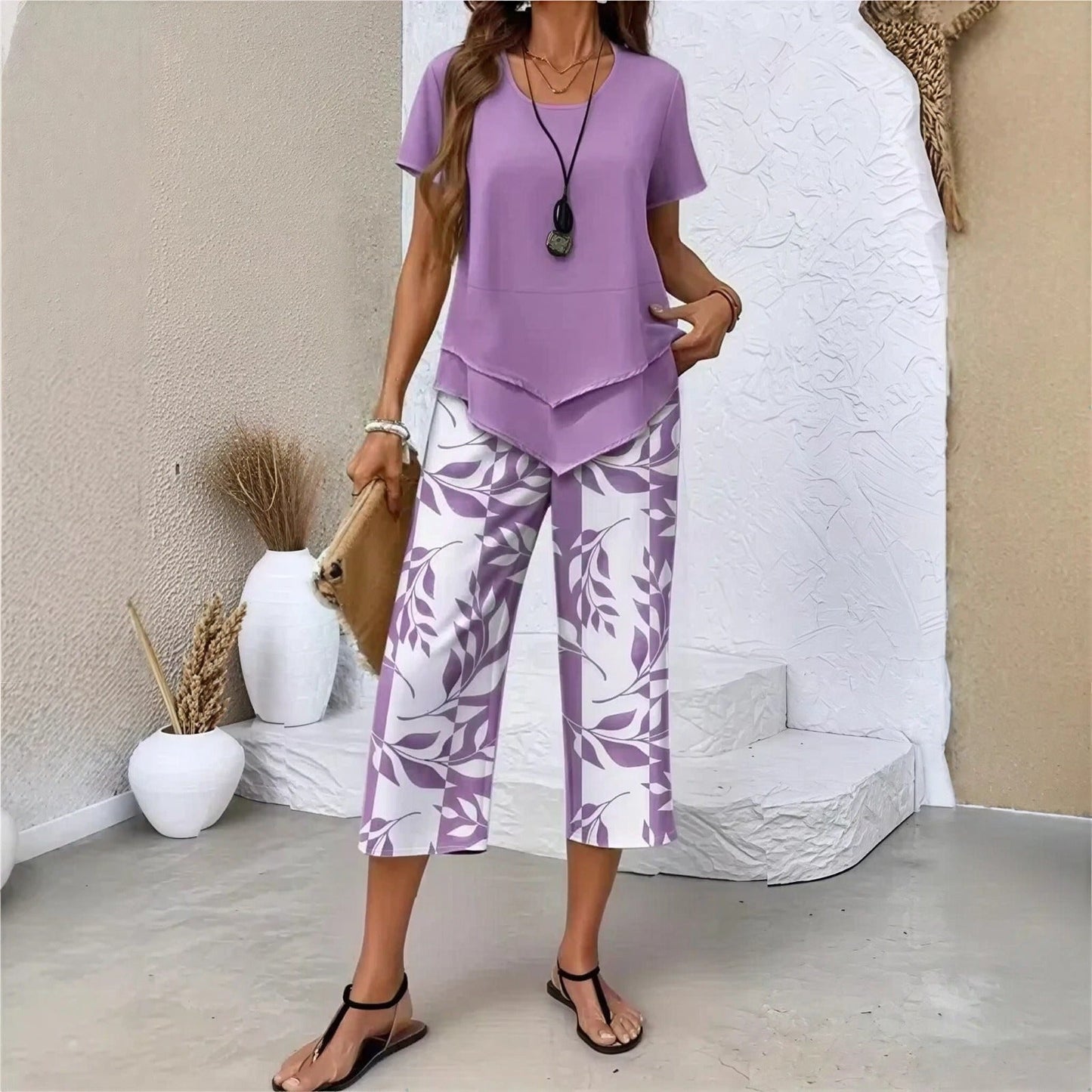 Nativ™ Set mit Lagenbluse und gemusterter Capri Hose