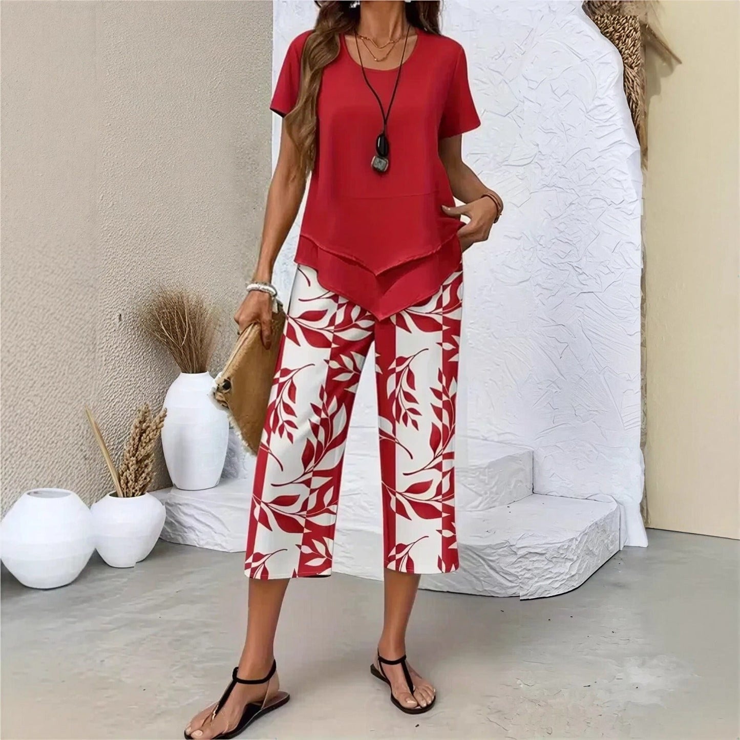 Nativ™ Set mit Lagenbluse und gemusterter Capri Hose