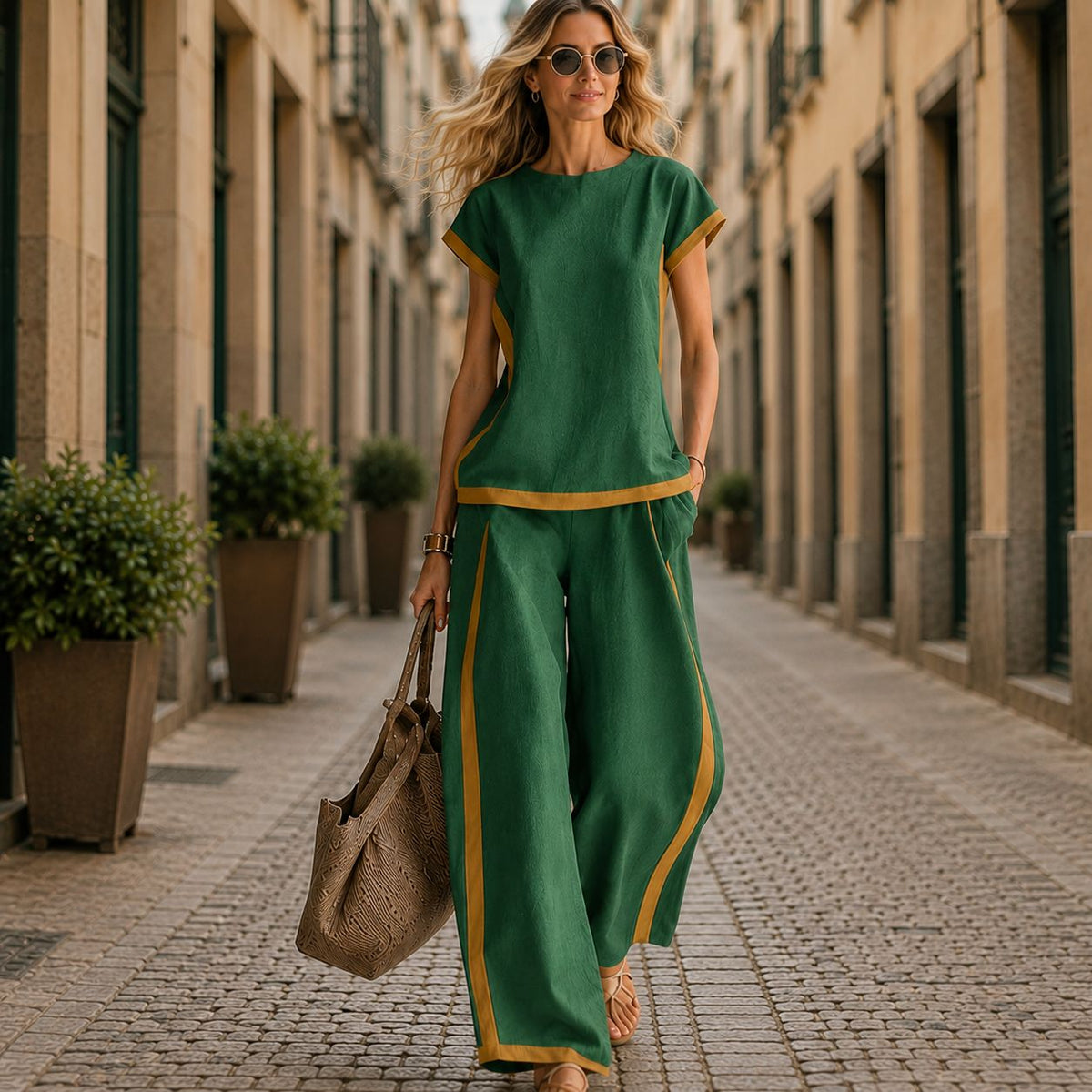 Lissara™-Set mit Minimalistischer Bluse und Einer Hose mit Figurbetonenden Schnitten