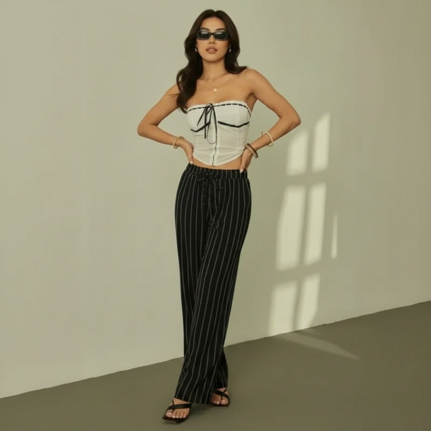 Zirelle™ Pants with Elegant Stripes and Smart Comfort