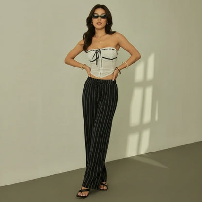 Zirelle™ Pants with Elegant Stripes and Smart Comfort