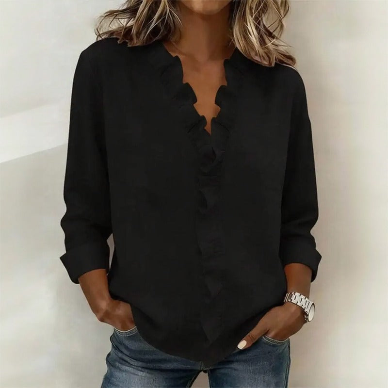 Sorelle™ Bluse mit Vertikalem Rüschendetail und Zeitlosem Stil