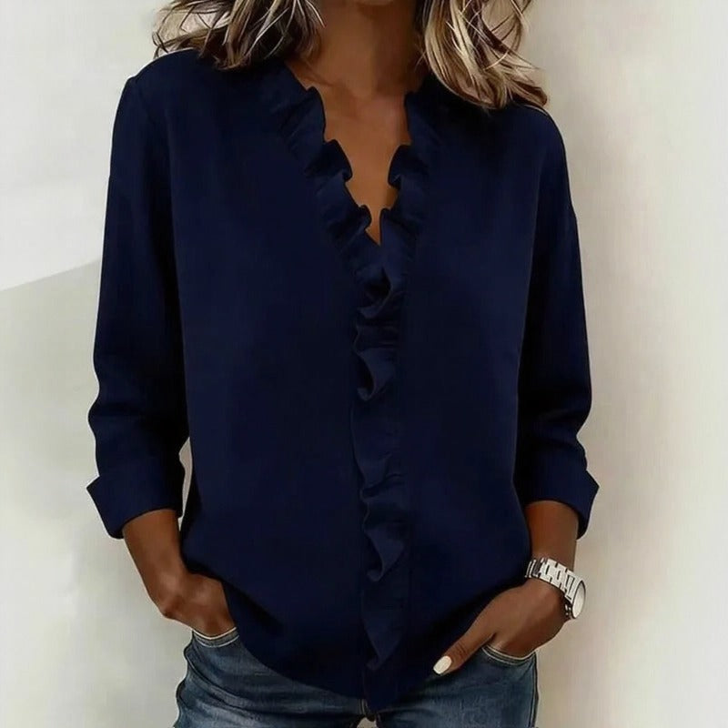 Sorelle™ Bluse mit Vertikalem Rüschendetail und Zeitlosem Stil