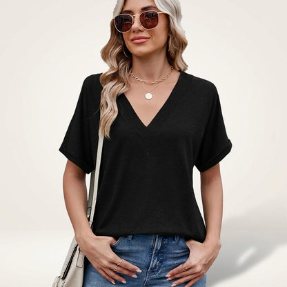 Elvara™ Bluse mit V-Ausschnitt und Zeitlosem Stil