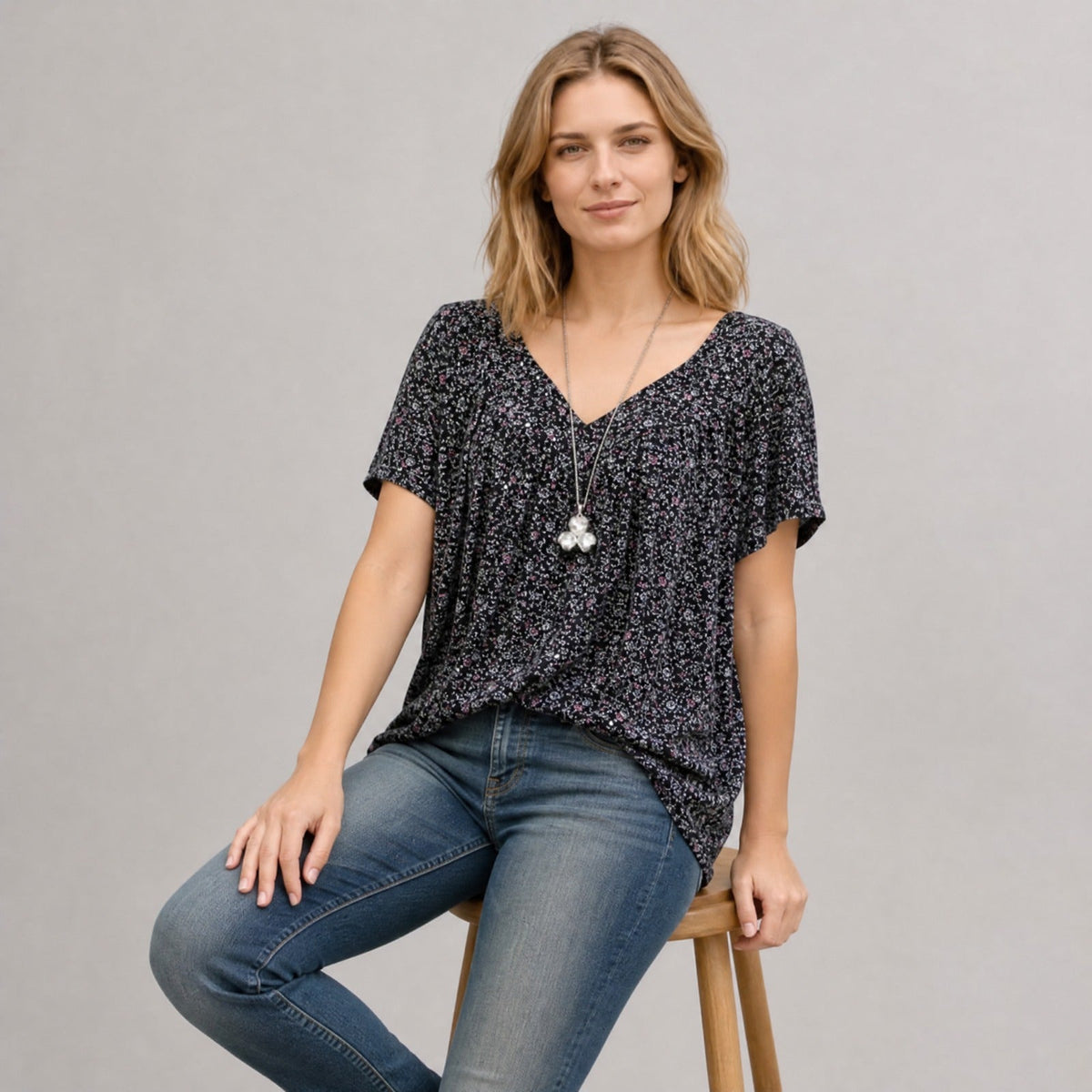Lisboa™ Bluse aus Premium-Viskose mit V-Ausschnitt