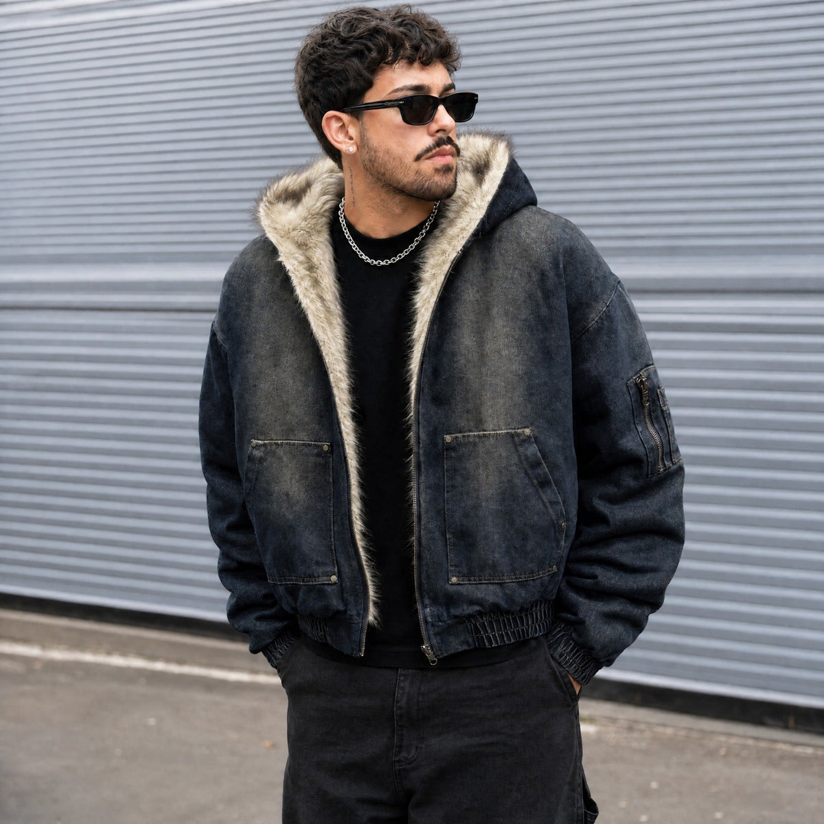 Seattle™ Denim Bomberjacke mit Flauschfutter