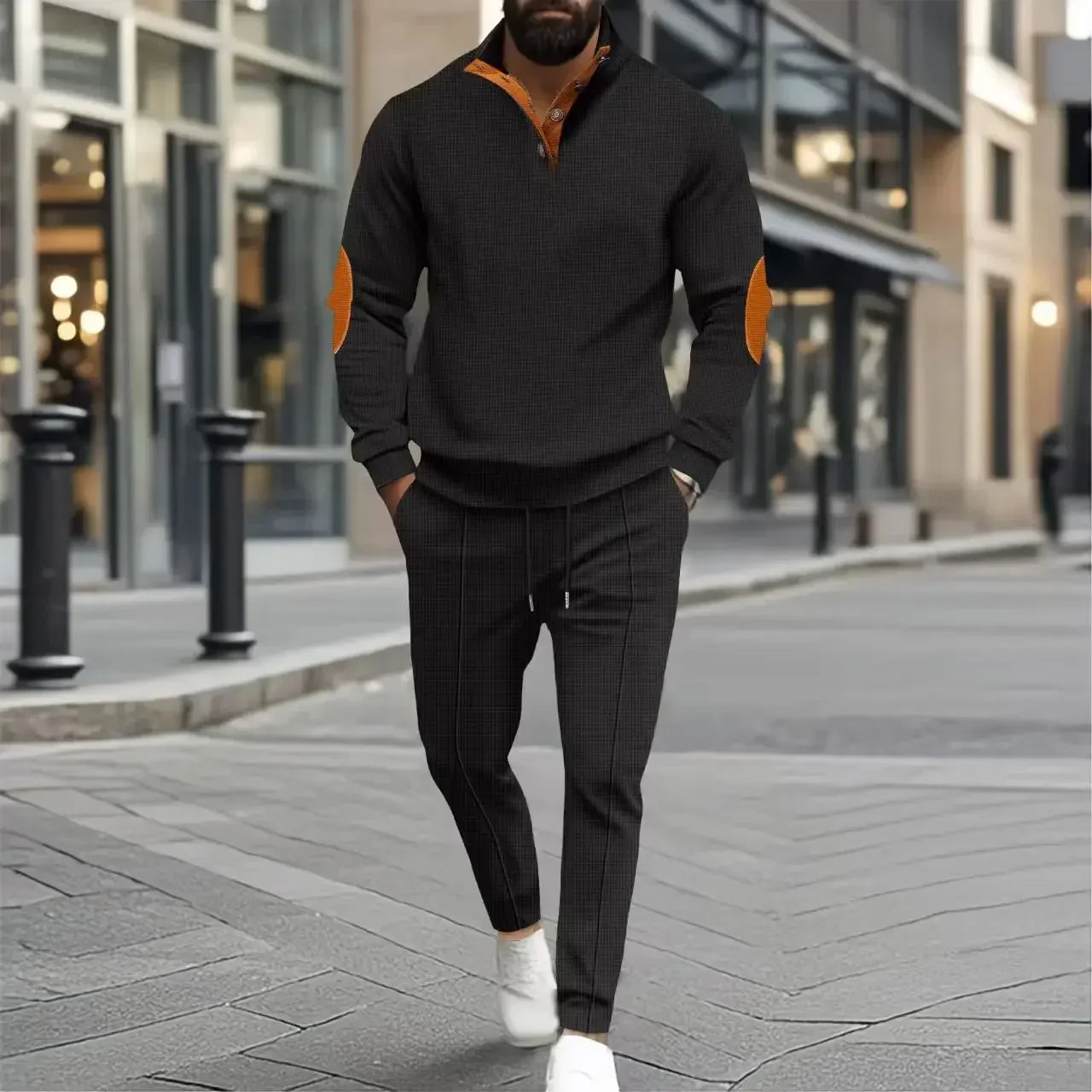 OldTown™ Set mit Retro-Fußabdruck und strukturiertem Mesh / Klassische Eleganz für Männer, die sich stilvoll kleiden können!
