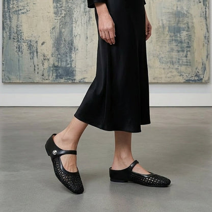 ✨👡 NEUHEIT 2026! Damen-Mules aus gewebtem Material mit eckiger Spitze & Mary-Jane-Verschluss 🌸💖🎀