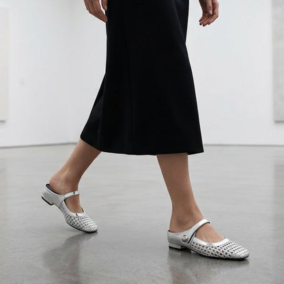 ✨👡 NEUHEIT 2026! Damen-Mules aus gewebtem Material mit eckiger Spitze & Mary-Jane-Verschluss 🌸💖🎀