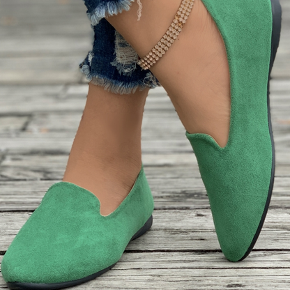 🥿 Damen Flachschuhe aus Wildleder – runde Form, flacher Absatz, einfarbig