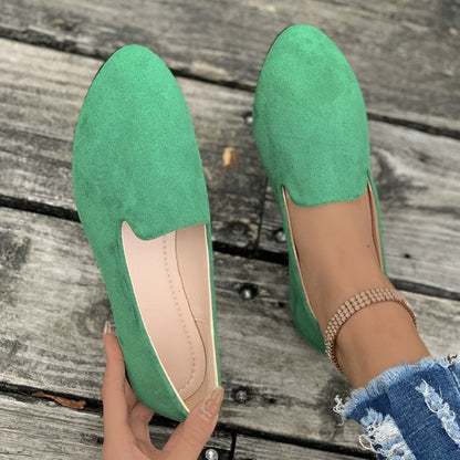 🥿 Damen Flachschuhe aus Wildleder – runde Form, flacher Absatz, einfarbig