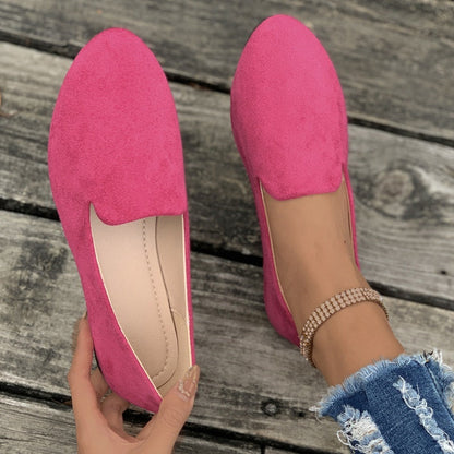 🥿 Damen Flachschuhe aus Wildleder – runde Form, flacher Absatz, einfarbig