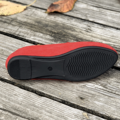 🥿 Damen Flachschuhe aus Wildleder – runde Form, flacher Absatz, einfarbig