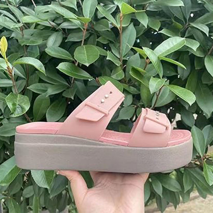 Damen Comfort Plateausandalen – flacher Keilabsatz, gepolsterte Sohle – bequem, leicht & vielseitig👡☀️
