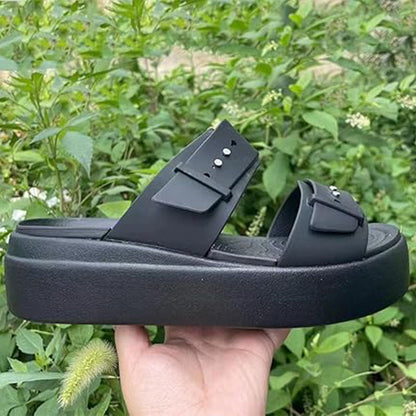 Damen Comfort Plateausandalen – flacher Keilabsatz, gepolsterte Sohle – bequem, leicht & vielseitig👡☀️
