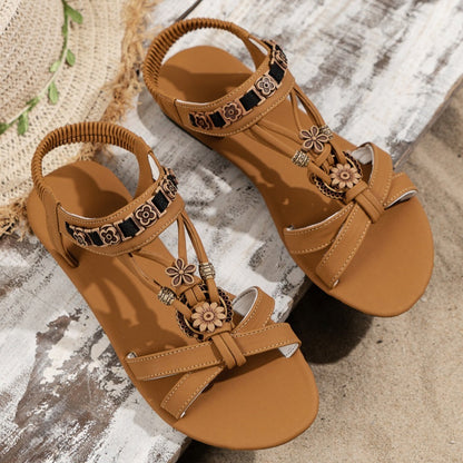 👡 LIMITIERTES ANGEBOT: 49% RABATT! 🌼 Flache Damen-Sandalen – Runde Zehen, Atmungsaktiv, Verstellbarer Knöchelriemen & Blumen-Dekor ✨