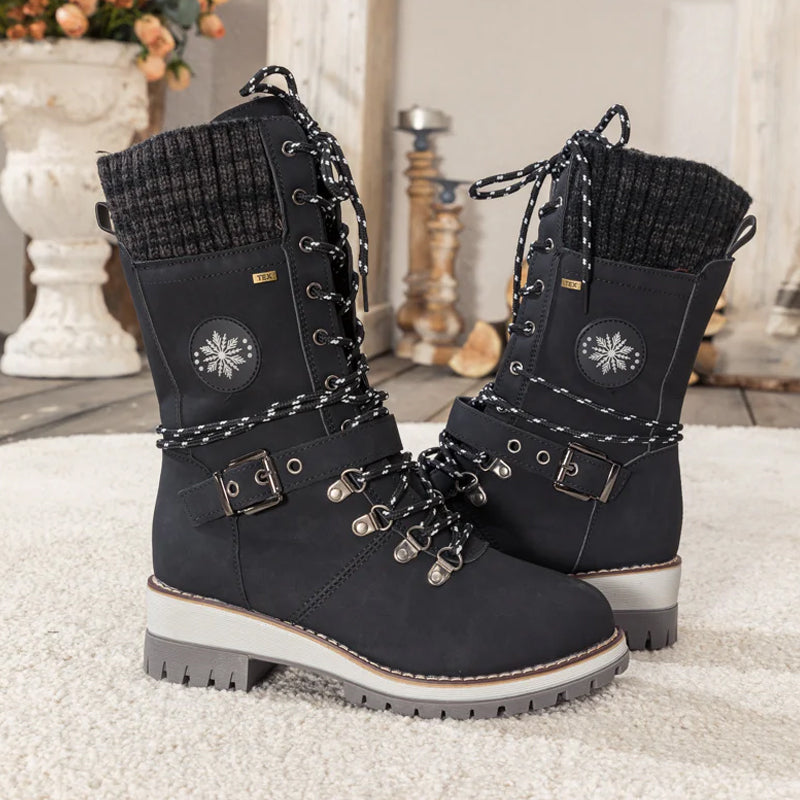 🎁Limited Deal: Stiefelette mit Keilabsatz & Strick-Detail