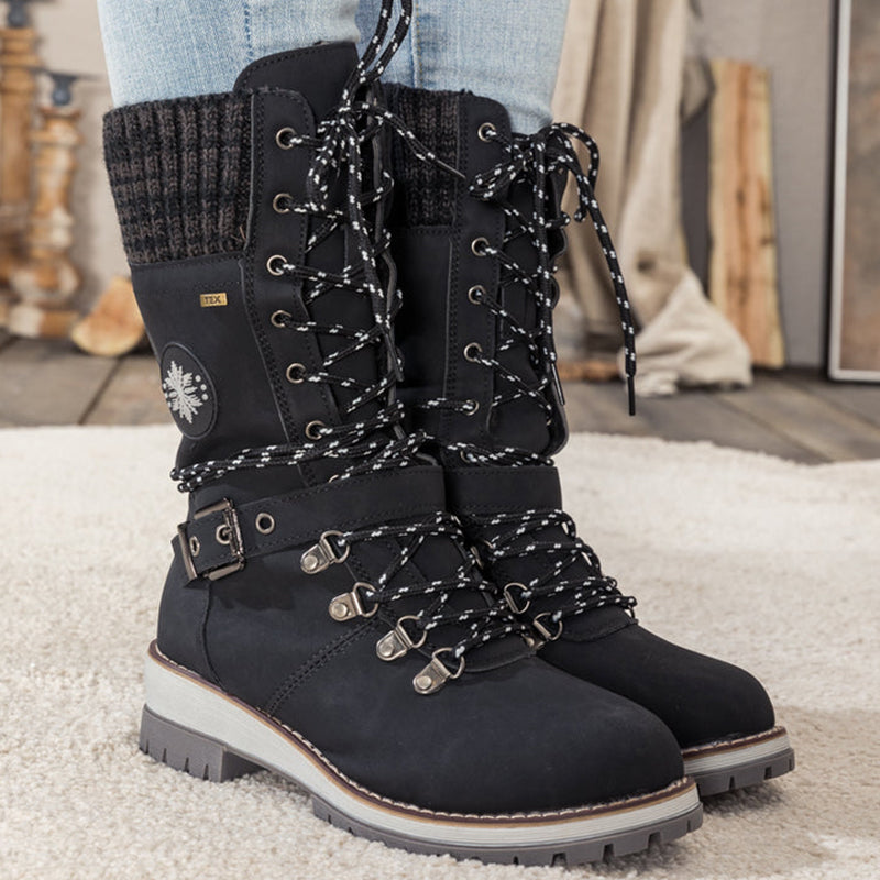 🎁Limited Deal: Stiefelette mit Keilabsatz & Strick-Detail