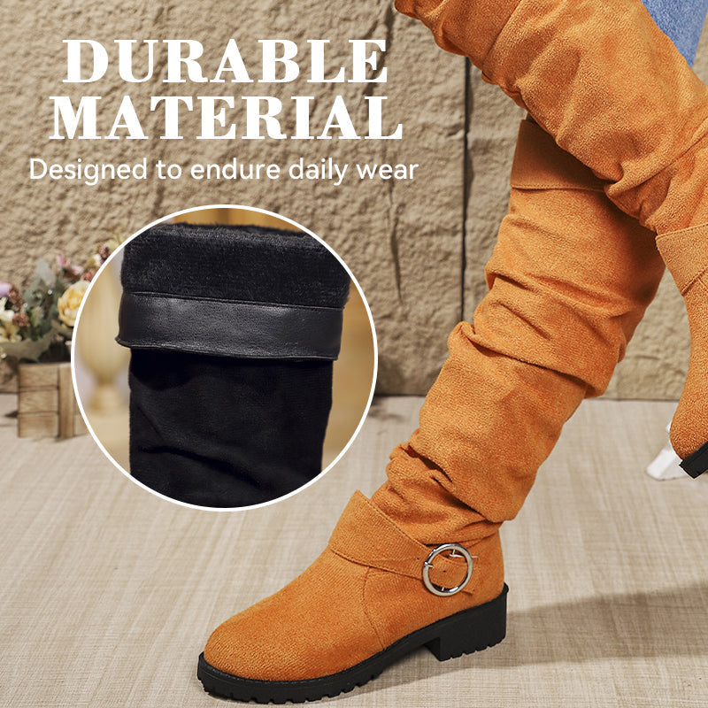 Damenstiefel mit Knickeleder und Schnallenriemen