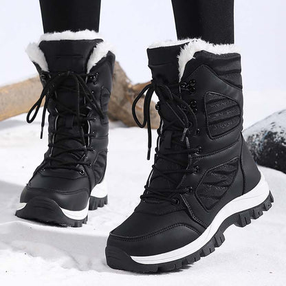 Warme, knöchelhohe Schneestiefel zum Schnüren für Damen