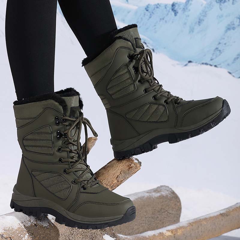 Warme, knöchelhohe Schneestiefel zum Schnüren für Damen