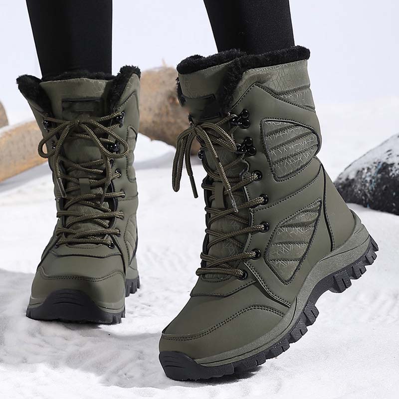 Warme, knöchelhohe Schneestiefel zum Schnüren für Damen