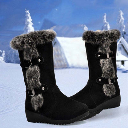 ✨🎅Weihnachtsangebote – Nur für kurze Zeit!⏰Damen-Schneestiefel bis zur Wade mit Plüschbesatz