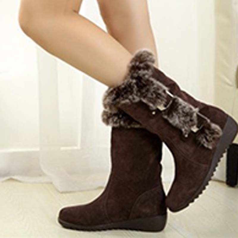 ✨🎅Weihnachtsangebote – Nur für kurze Zeit!⏰Damen-Schneestiefel bis zur Wade mit Plüschbesatz