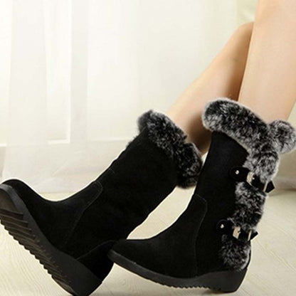 ✨🎅Weihnachtsangebote – Nur für kurze Zeit!⏰Damen-Schneestiefel bis zur Wade mit Plüschbesatz