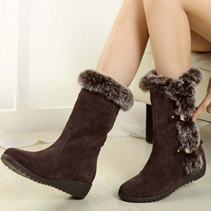 ✨🎅Weihnachtsangebote – Nur für kurze Zeit!⏰Damen-Schneestiefel bis zur Wade mit Plüschbesatz