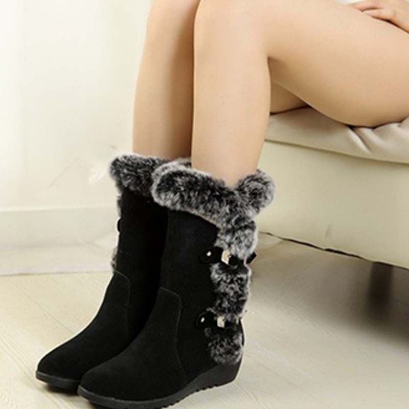 ✨🎅Weihnachtsangebote – Nur für kurze Zeit!⏰Damen-Schneestiefel bis zur Wade mit Plüschbesatz