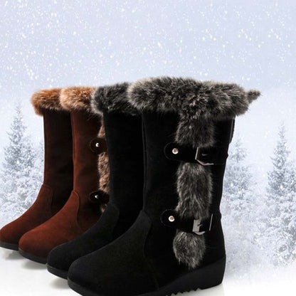 ✨🎅Weihnachtsangebote – Nur für kurze Zeit!⏰Damen-Schneestiefel bis zur Wade mit Plüschbesatz