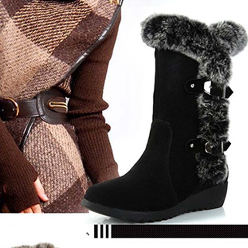 ✨🎅Weihnachtsangebote – Nur für kurze Zeit!⏰Damen-Schneestiefel bis zur Wade mit Plüschbesatz