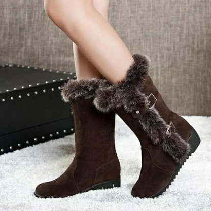✨🎅Weihnachtsangebote – Nur für kurze Zeit!⏰Damen-Schneestiefel bis zur Wade mit Plüschbesatz