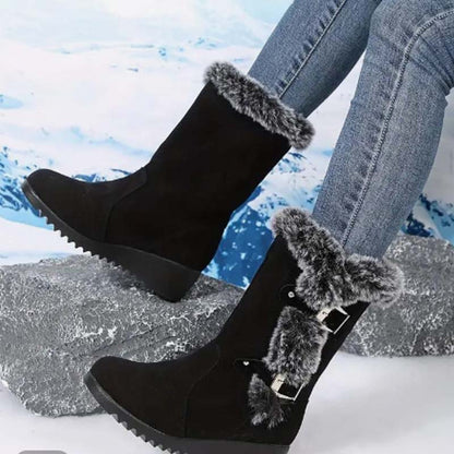 ✨🎅Weihnachtsangebote – Nur für kurze Zeit!⏰Damen-Schneestiefel bis zur Wade mit Plüschbesatz
