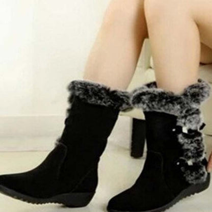 ✨🎅Weihnachtsangebote – Nur für kurze Zeit!⏰Damen-Schneestiefel bis zur Wade mit Plüschbesatz