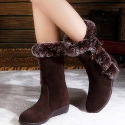 ✨🎅Weihnachtsangebote – Nur für kurze Zeit!⏰Damen-Schneestiefel bis zur Wade mit Plüschbesatz