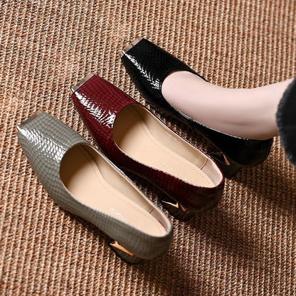 👠✨ Damen Snake-Print Metallic Slip-On Schuhe – Elegante Blockabsatz Pumps, Bequem & Vielseitig für Frühling & Herbst