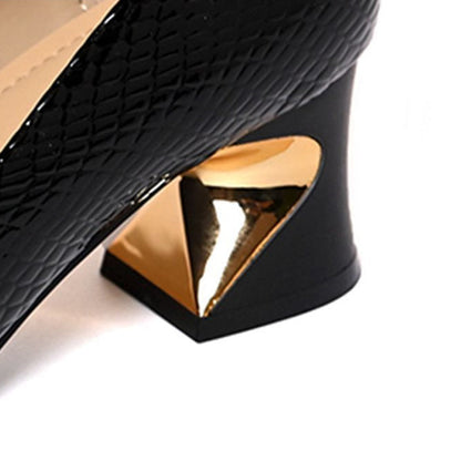 👠✨ Damen Snake-Print Metallic Slip-On Schuhe – Elegante Blockabsatz Pumps, Bequem & Vielseitig für Frühling & Herbst