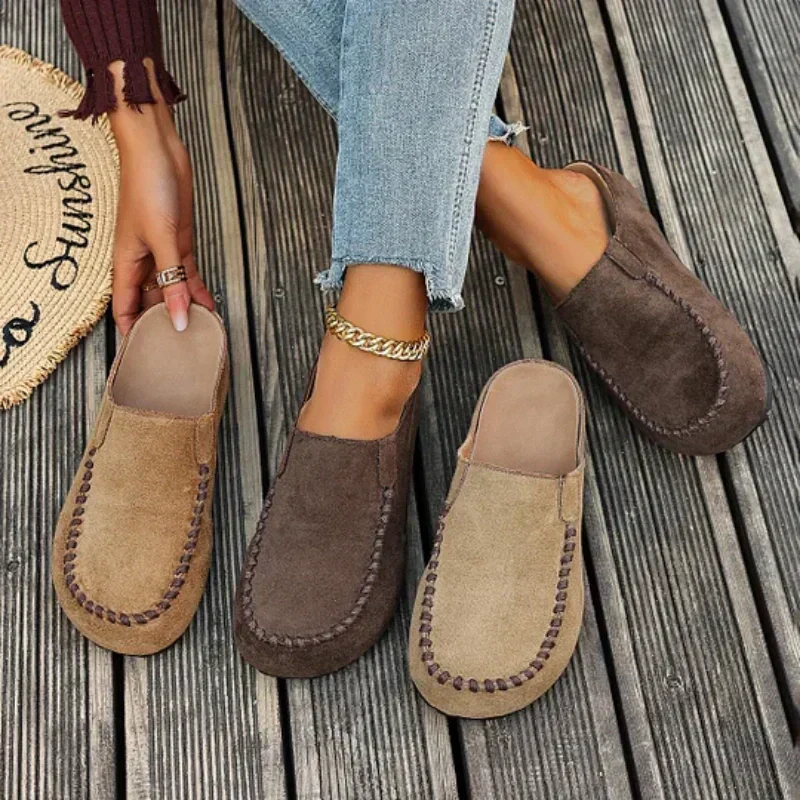 🌞NEU: Sommerkollektion mit bis zu 50% Rabatt 🛍️ Damen-Breite Mules-Hausschuhe: Slip-On + Stützende Sohle – retro & bequem für Frühling/Herbst