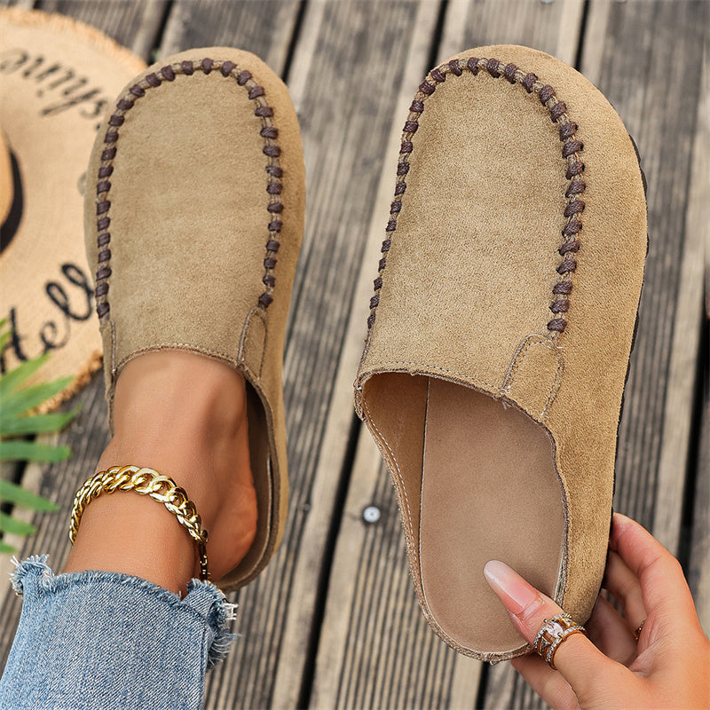 🌞NEU: Sommerkollektion mit bis zu 50% Rabatt 🛍️ Damen-Breite Mules-Hausschuhe: Slip-On + Stützende Sohle – retro & bequem für Frühling/Herbst